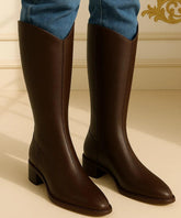 Bota Cano Longo Feminina de Couro de Inverno Elegante | Western